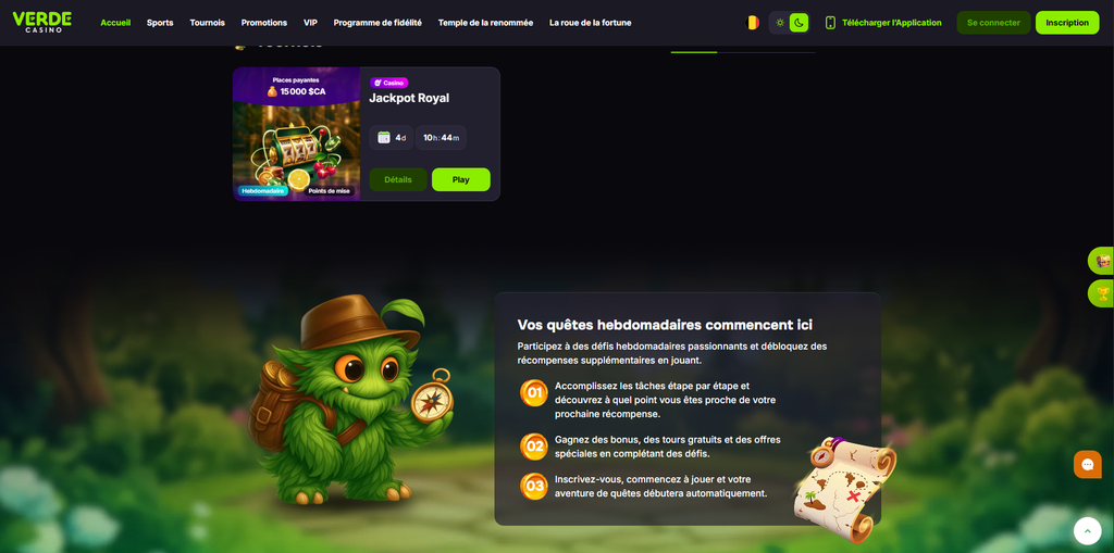 La ligne où VerdeCasino crédite le développeur du jeu retenu