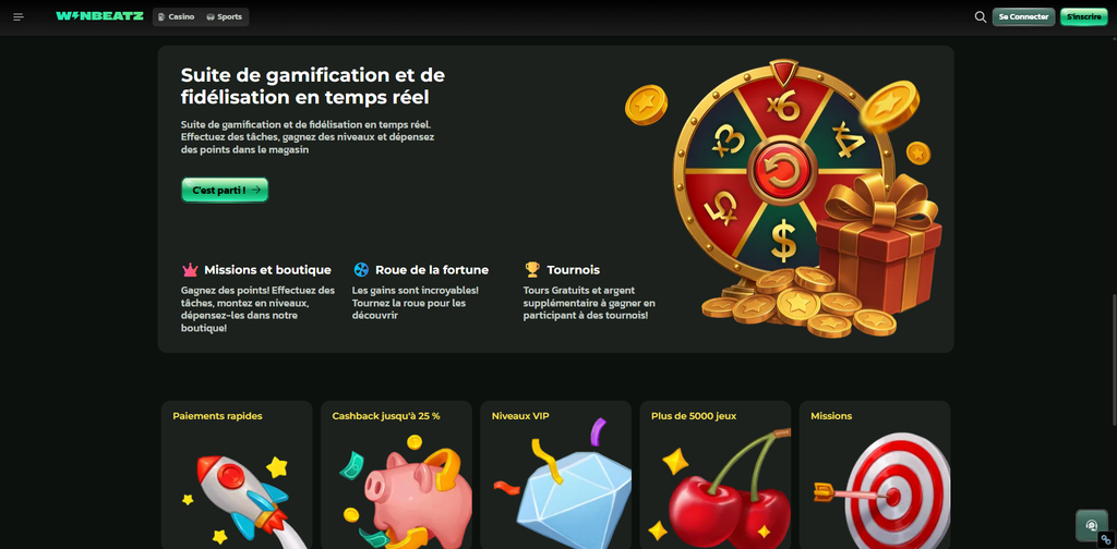 Les jeux que WinBeatz laisse au choix du joueur